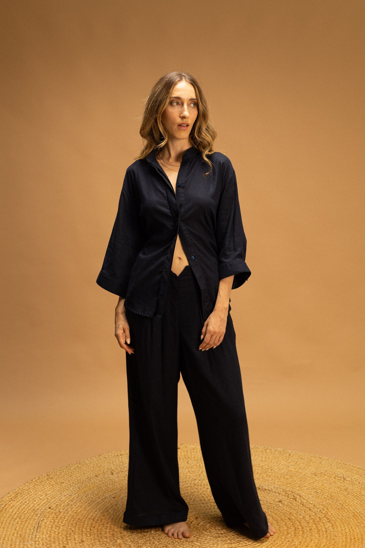 Eva Button Down Marine Blue