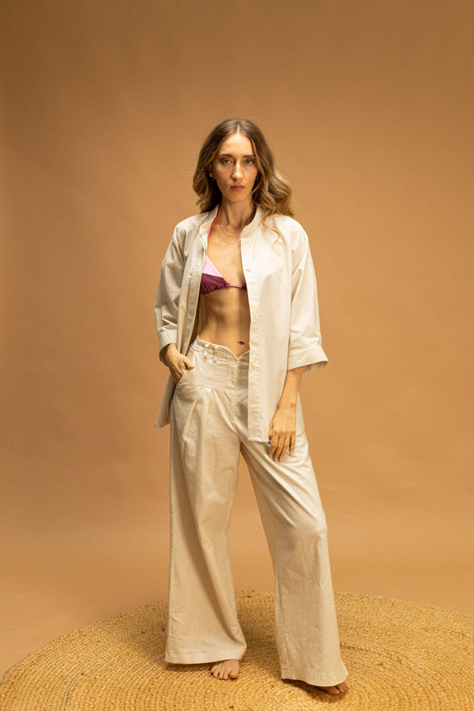 Eva Button Down Beige